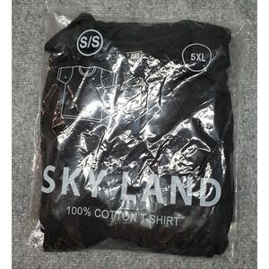 Vintage Skyland USA T-Shirt Mens 5XL Black V-Neck Short Sleeve 100% Cotton New